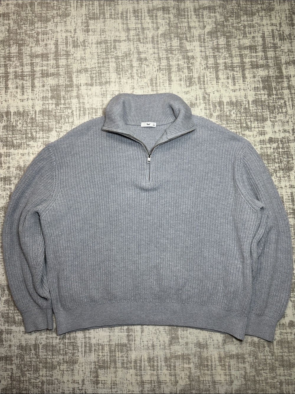 TNA Women’s Light Gray Ribbed Half-Zip Sweater